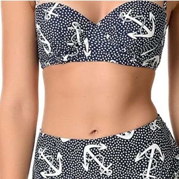 EXCELLENT CONDITION WOMENS SMALL / MEDIUM BETSEY JOHNSON AHOY BABES BIKINI SET - Picture 1 of 8